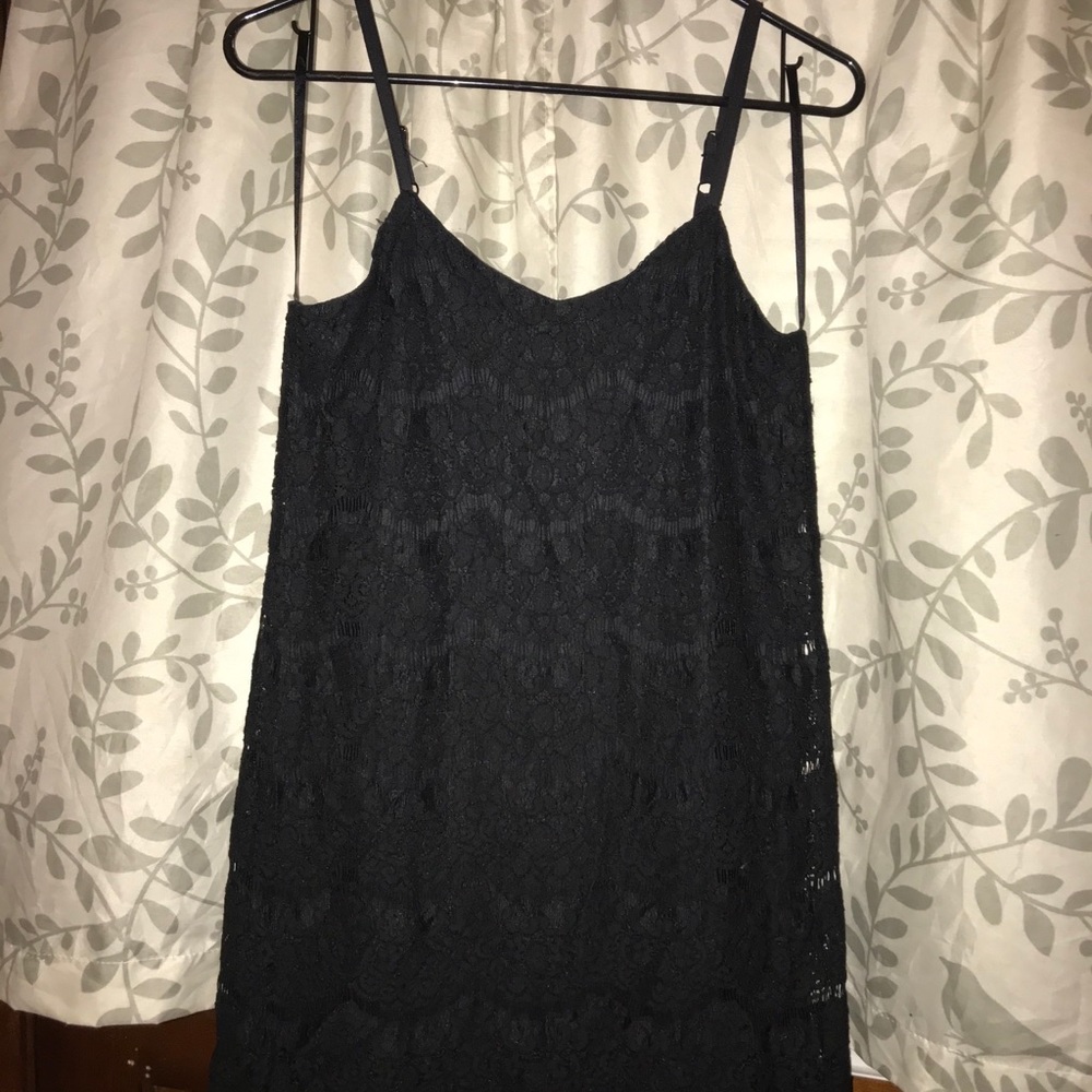 Black lace strapless dress